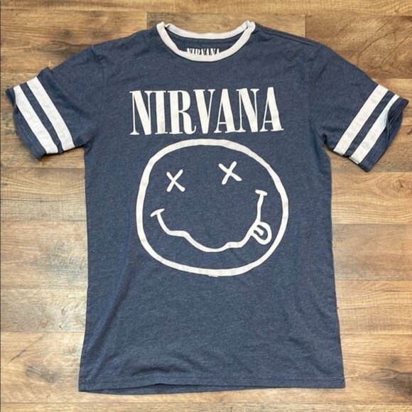 NIRVANA Blue Short Sleeve Shirt - Picture 1 of 2